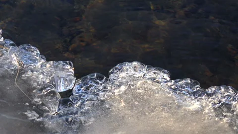 Ice and the Flow of the River 库存影片 332443469