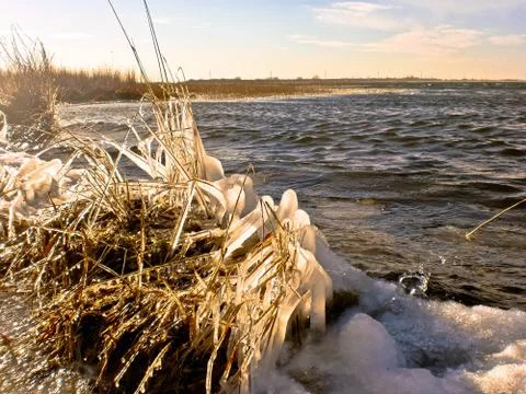 Ice and grass Stock Photos