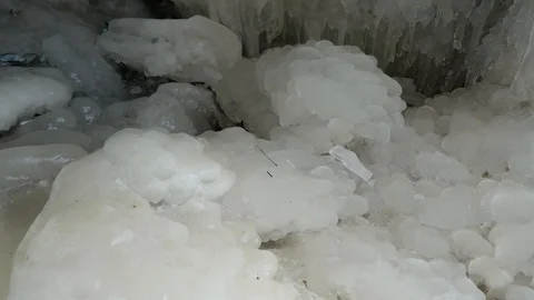 Ice and Icicles at Wequiock Falls - Green Bay, Wisconsin Stock Footage 100977421
