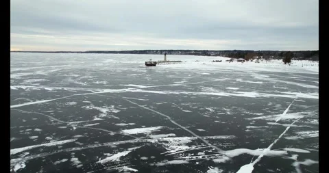 Ice and Lighthouse Stock Footage 288374664