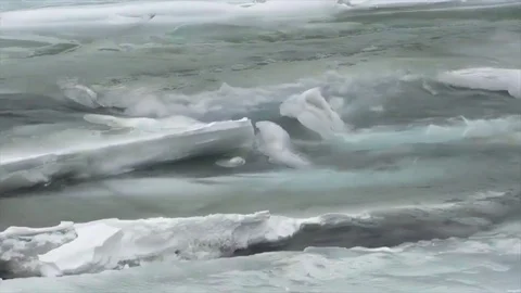 Ice and Rapids along the Matanuska River Stock Footage 84708253