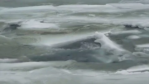 Ice and Rapids in the Matanuska River Stock Footage 84708160