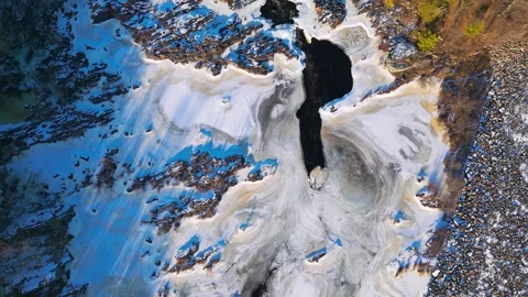 Ice and rocks on the Chippewa river Stock Footage 304806832