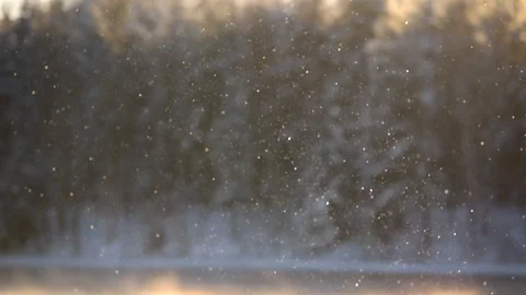 Ice and snow crystals floating in the air in winter sunlight Stock Footage 148509385