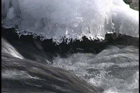 Ice and snow melt into a river. Stock Footage