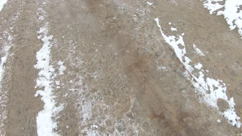 Ice and snow on a puddle 스톡 동영상 132559412