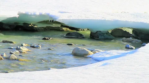 Ice and snow river Stock Footage 32421998