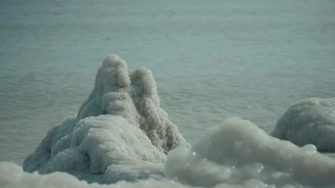 Ice and snow on the seashore. Stock Footage 149873374