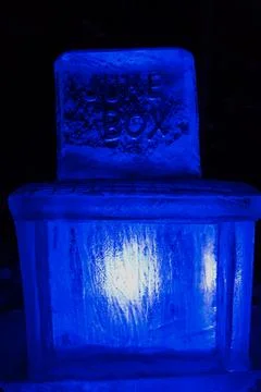 Ice art jukebox with ambient colored lighting Stock Photos