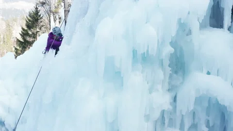 Ice axe and crampon technique Stock Footage 157785248