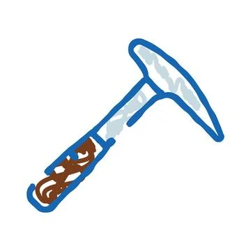 Ice axe drawing representing mountaineering winter climbing equipment Illustration