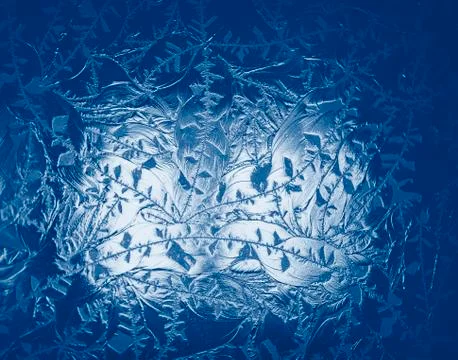 Ice background texture frost pattern. Classic blue toning trend 2020 year col 写真素材
