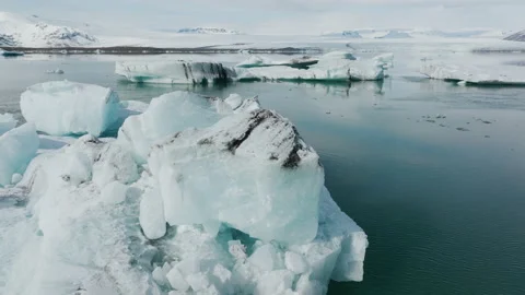 Ice berg in front of a glacier in 4K 50FPS Stock Footage 218272371
