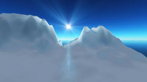 Ice berg on see 3d render Stock Illustration