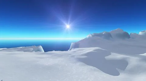 Ice berg on see 3d render Stock Illustration