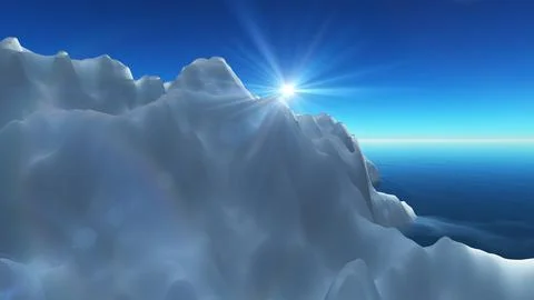 Ice berg on see 3d render Illustrazione stock