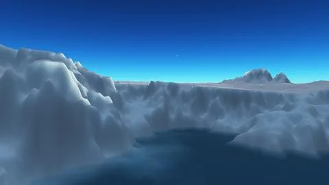 Ice berg on see 3d render Stock Illustration