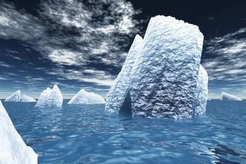 Ice Bergs in ocean Stock Illustration