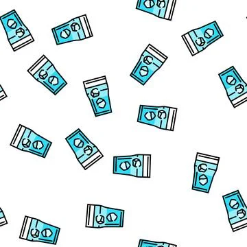Ice beverage drink vector seamless pattern Stock Illustration