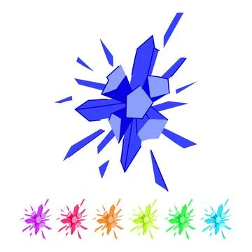 Ice blast exploding with sharp cold crystal shards graphic 스톡 일러스트