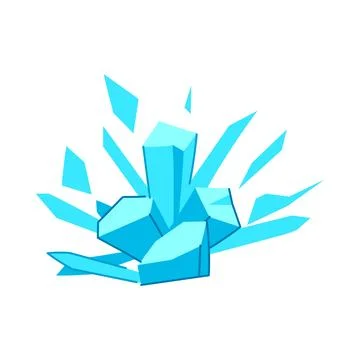 Ice blast explosion with exploding blue crystals Stock Illustration
