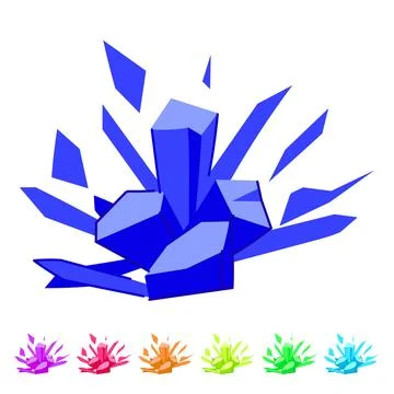 Ice blast explosion with exploding blue crystals graphic Stock-Illustration