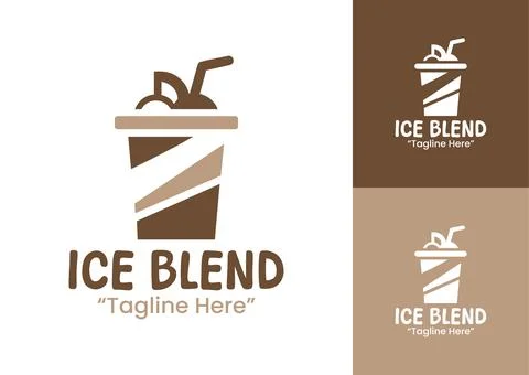 Ice Blend Logo Creative Summer Drink Branding Stock Illustration