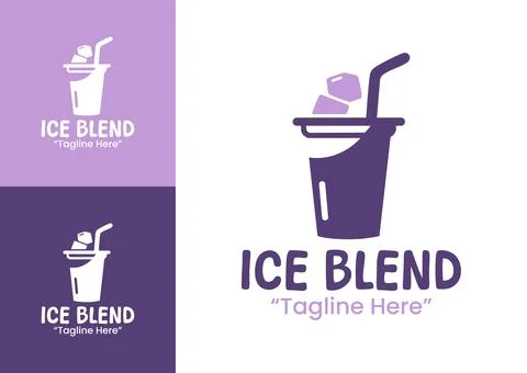 Ice Blend Logo Stylish Refreshing Drink Identity Stock Illustration