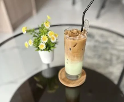Ice blended coffee on a table Stock Photos