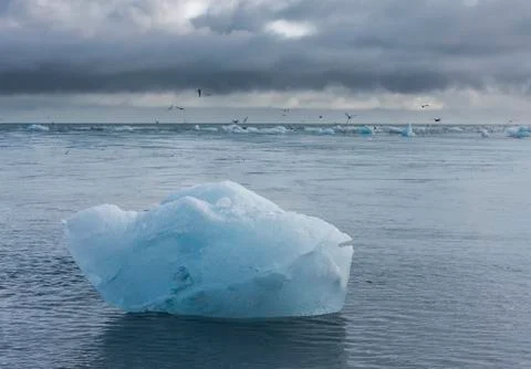Ice Block on Beach, Iceland Stock Photos