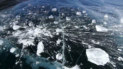 Ice block crash slow mo and revers Stock Footage 30443305