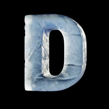 Ice block font Letter D 3D Stock Illustration