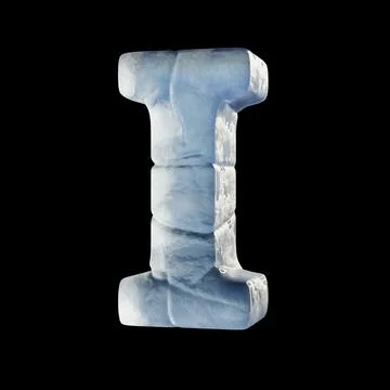 Ice block font Letter I 3D Stock Illustration