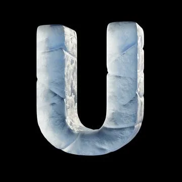 Ice block font Letter U 3D Stock Illustration