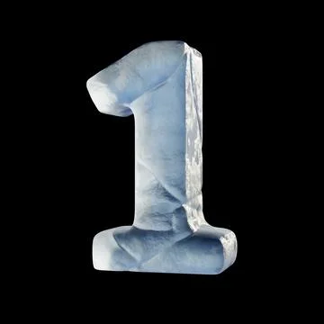 Ice block font Number 1 ONE 3D Stock Illustration