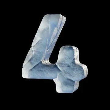 Ice block font Number 4 FOUR 3D Stock Illustration