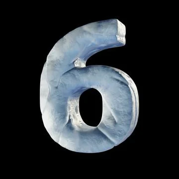 Ice block font Number 6 SIX 3D Stock Illustration