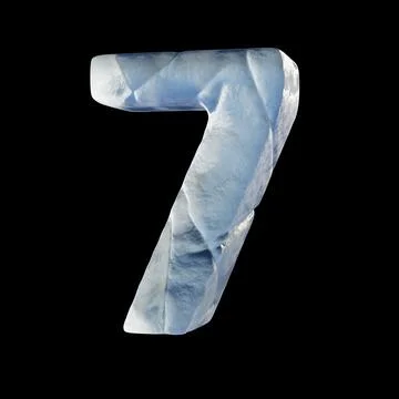 Ice block font Number 7 SEVEN 3D Stock Illustration