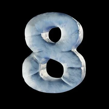 Ice block font Number 8 EIGHT 3D Stock Illustration