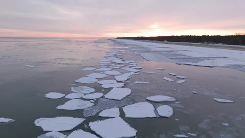 Ice Blocks in Baltic Sea Stock Footage 329375189