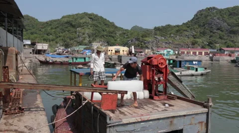 Ice Blocks Cat Ba Harbor 스톡 동영상 61411977