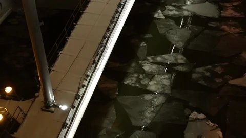 Ice blocks floating on the river Stock Footage 88432457