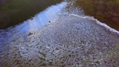 Ice blocks in small lake Video stock 104115216