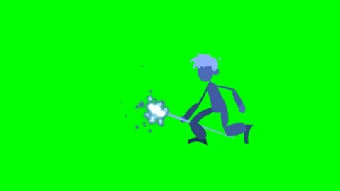 An ice blue boy who is an angel arrives with a flying star wand in hand and Stock-Footage 285959953