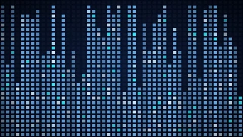 Ice blue equalizer bars LED grid background, dot matrix display motion loop Stock Footage 342634572