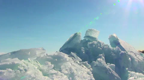 Ice on blue sky background 库存影片 44496388