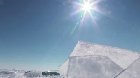Ice on blue sky background Stock Footage 45618007