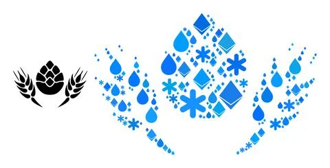 Ice Blue Water Composition Barley Beer Icon Stock Illustration