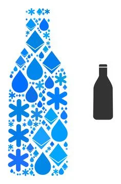 Ice Blue Water Composition Beer Bottle Icon Stock Illustration