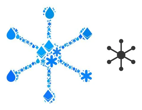 Ice Blue Water Composition Central Node Icon Stock Illustration